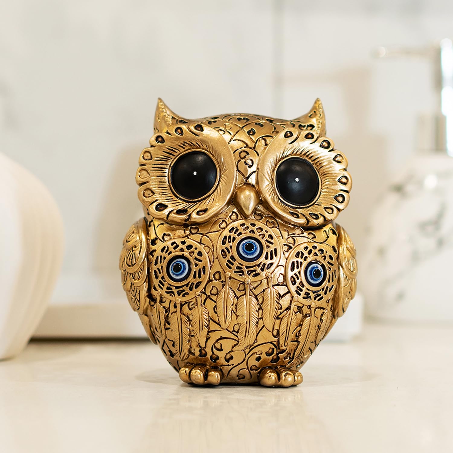 Amazon.com: TOHLUCS Owl Statue Home Decor Accents with Evil Eye
